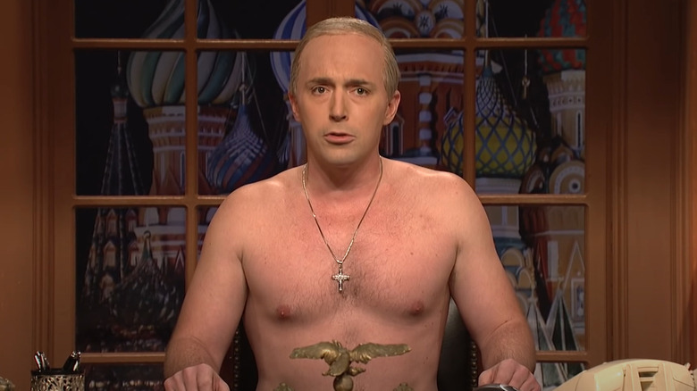 Shirtless Beck Bennett as Vladimir Putin on SNL