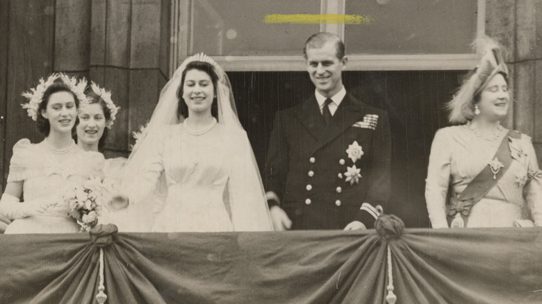 Members of the royal family after Elizabeth's wedding to Philip