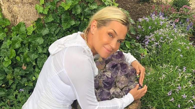 Yolanda Hadid in her garden