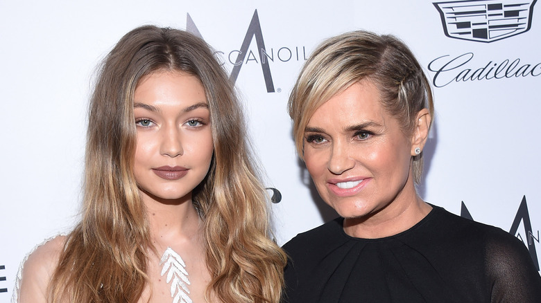 Yolanda Hadid posing with Gigi