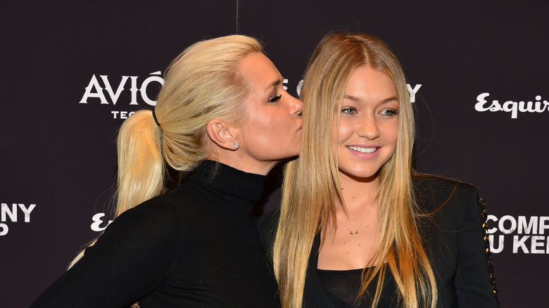 Yolanda Hadid posing with Gigi