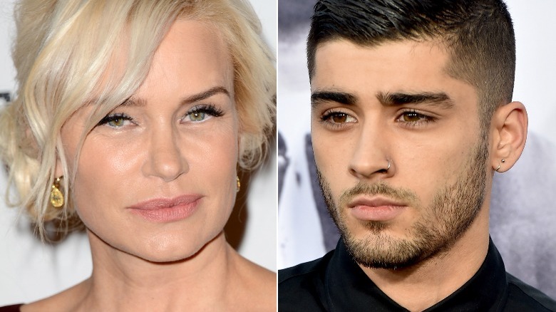 Yolanda Hadid and Zayn Malik, posing, split image