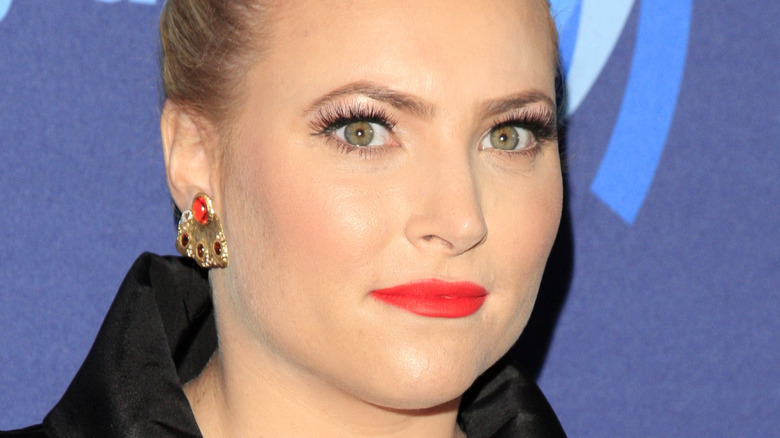 Meghan McCain bright red lipstick