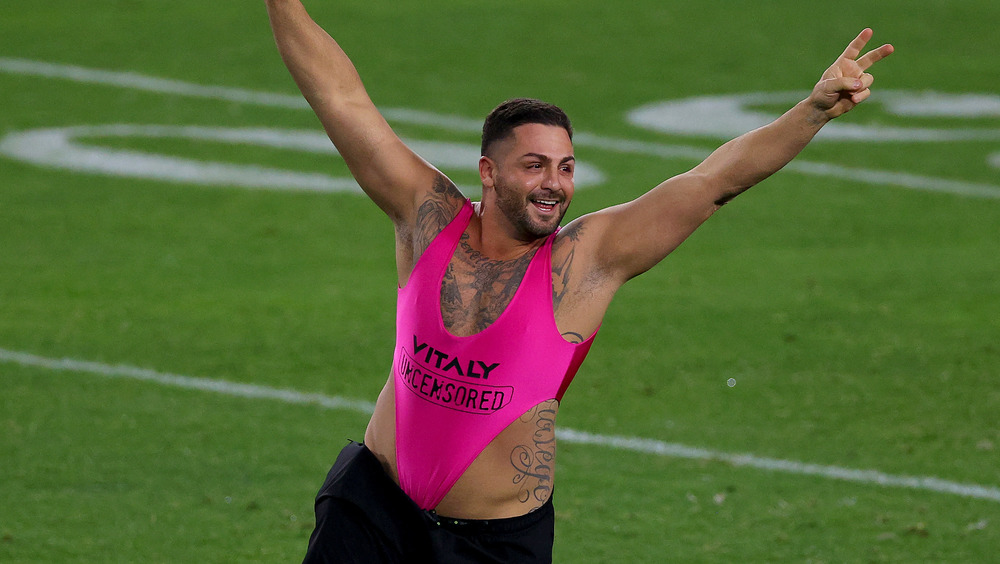 Super Bowl LV streaker running on field