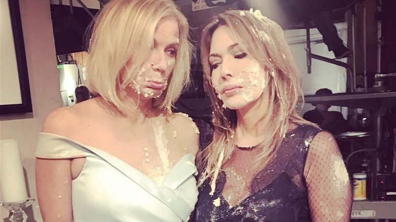 Katherine Kelly Lang and Hunter Tylo having cake fight