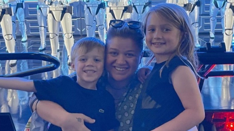 Kelly Clarkson and children Remington and River Blackstock at Disneyworld