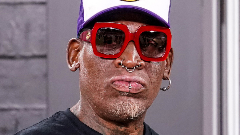 Dennis Rodman wearing sunglasses