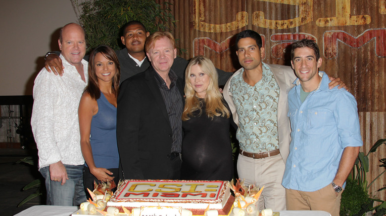 CSI: Miami cast with cake