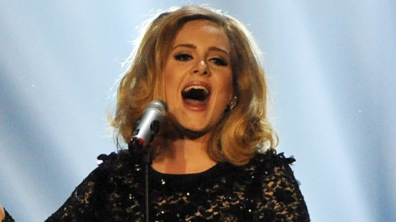 Adele performing at the 2012 BRIT Awards
