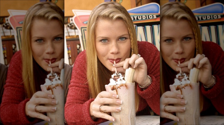 Alison Sweeney drinking a milkshake