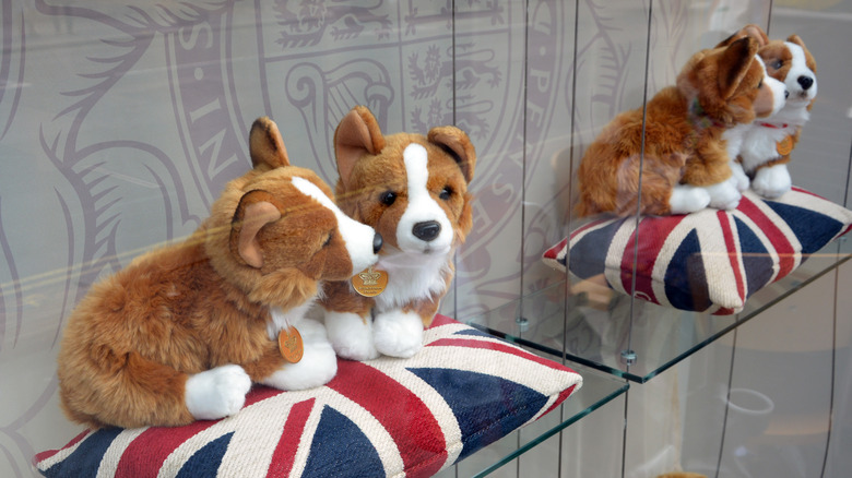 Corgi stuffed animals at Buckingham Palace's gift shop