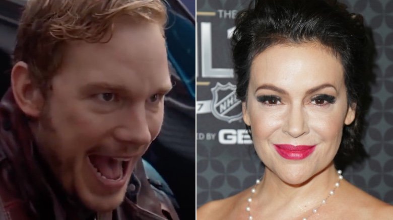 Chris Pratt in Guardians of the Galaxy, and Alyssa Milano