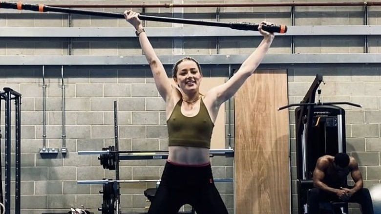 Amber Heard training at a gym