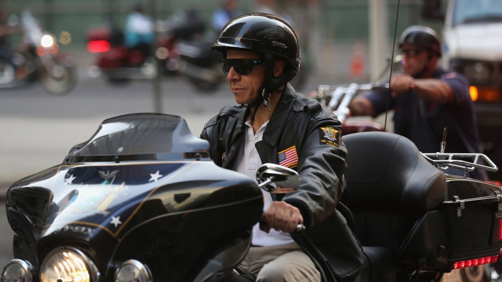 Andrew Cuomo on a motorcycle