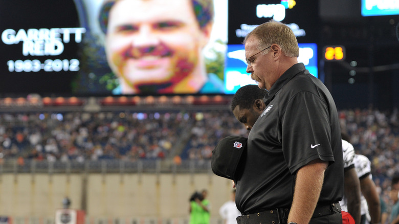 Andy Reid at tribute to Garrett Reid