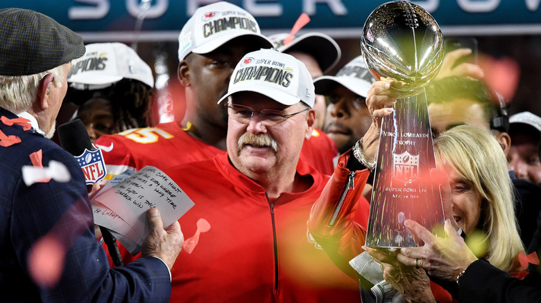 Andy Reid celebrating Super Bowl win