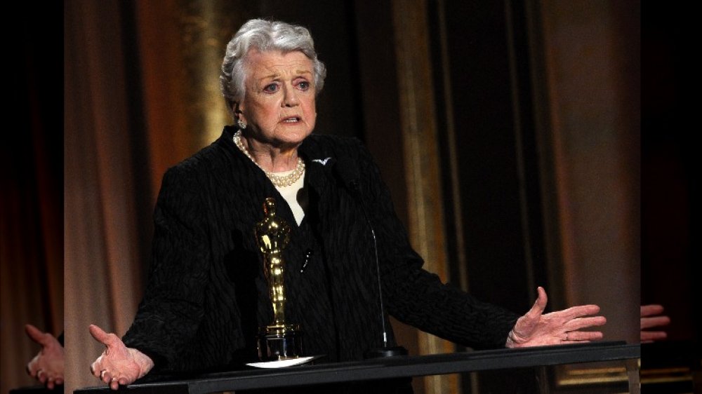 Angela Lansbury on stage, talking