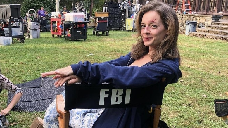 Anni Krueger on the set of FBI