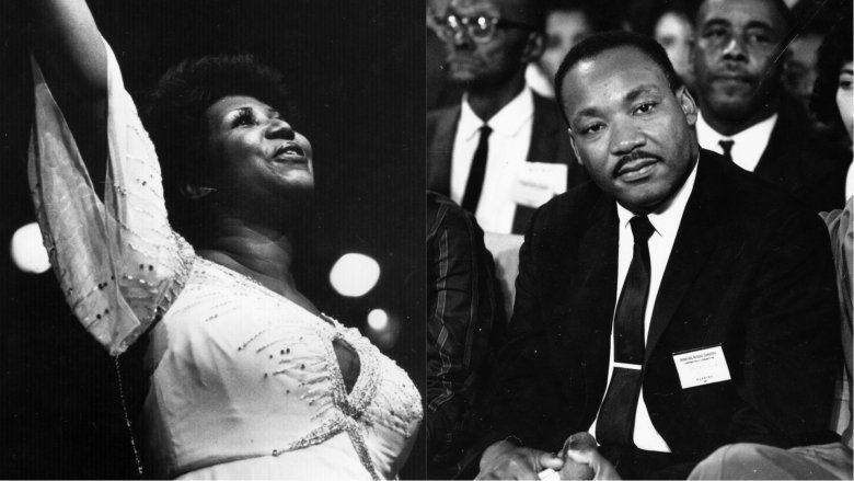 Barack Obama, Aretha Franklin and Joe Biden at the Martin Luther King Jr. memorial