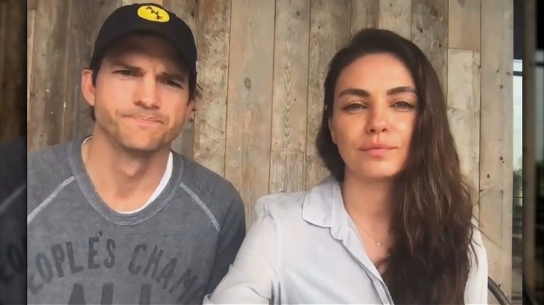 Ashton Kutcher and Mila Kunis making video in support of Ukraine