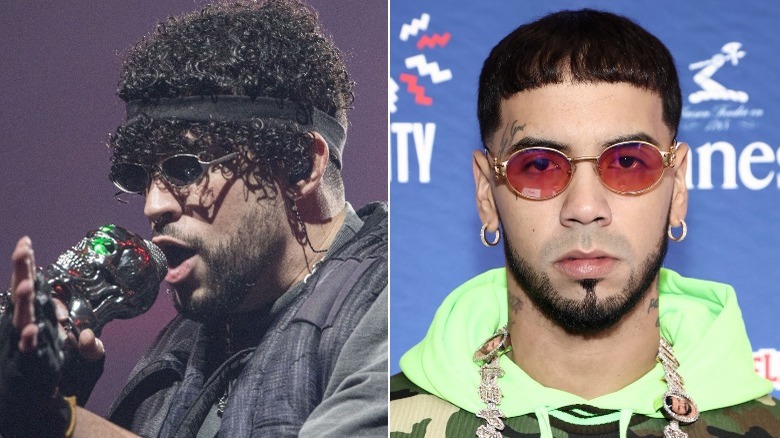 A composite image of Bad Bunny and Anuel AA