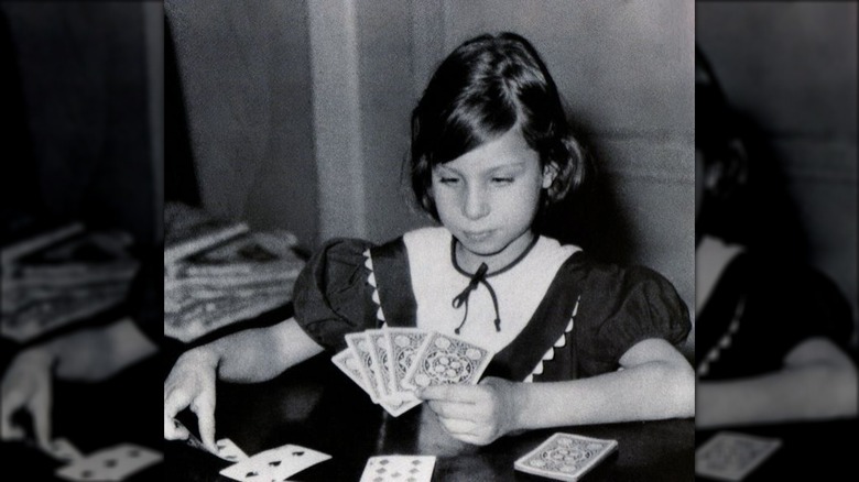 Barbra Streisand playing cards as a child