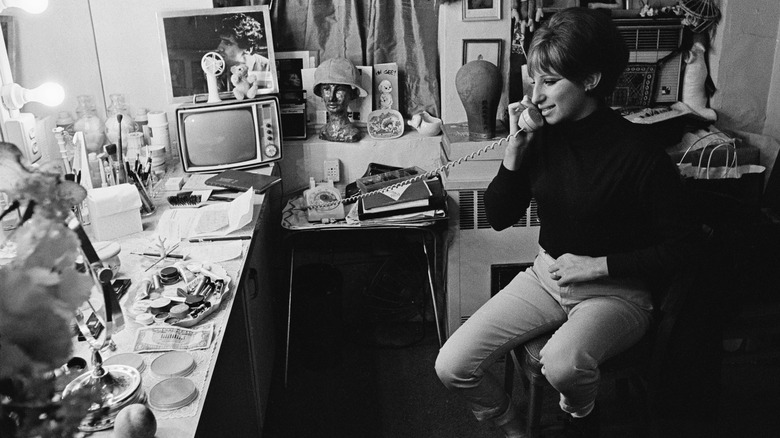 Barbra Streisand in her dressing room
