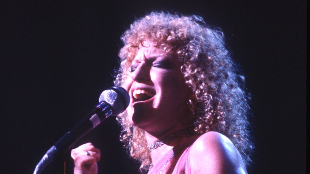 Close up of Bette Midler singing