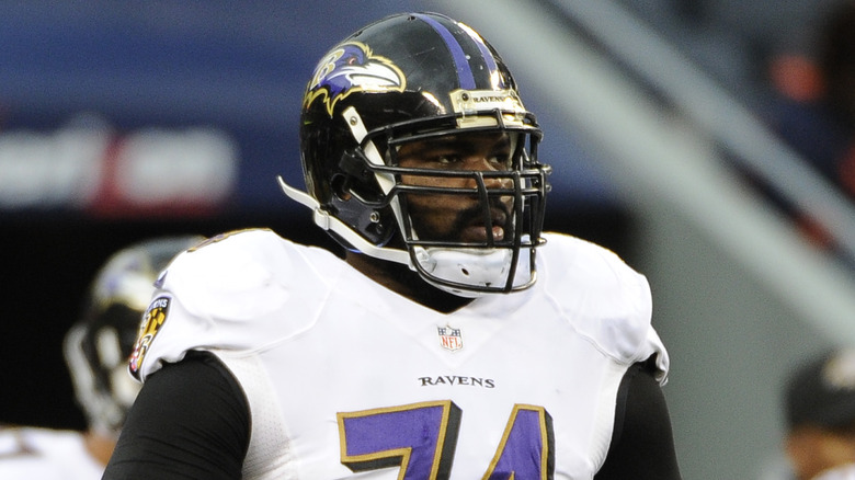 Michael Oher at a Ravens game