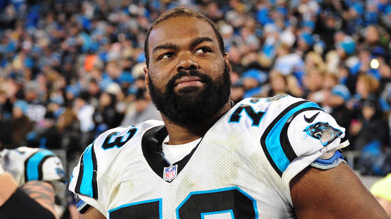 Michael Oher staring at crowd