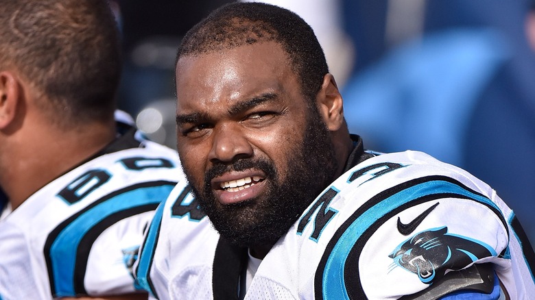 Michael Oher on the bench