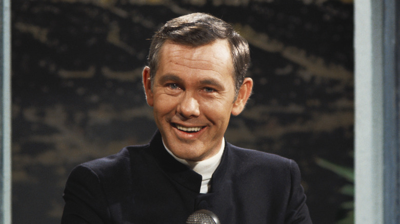 Johnny Carson on "The Tonight Show" smiling