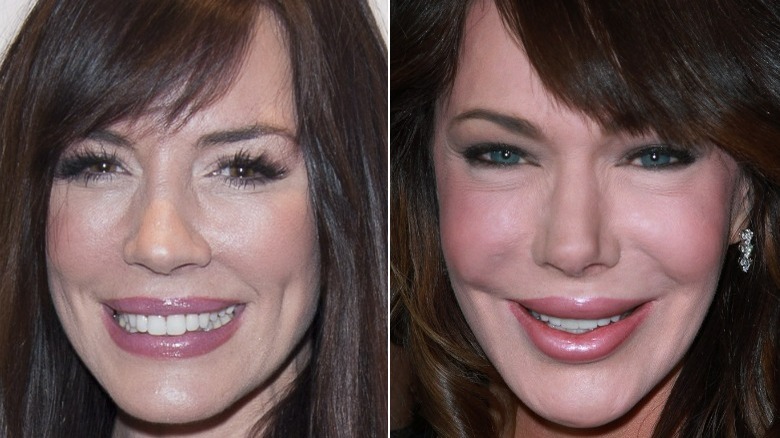 Krista Allen smiling, Hunter Tylo smiling