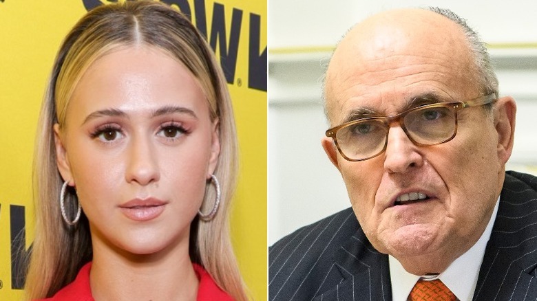 A composite image of Maria Bakalova and Rudy Giuliani at events 