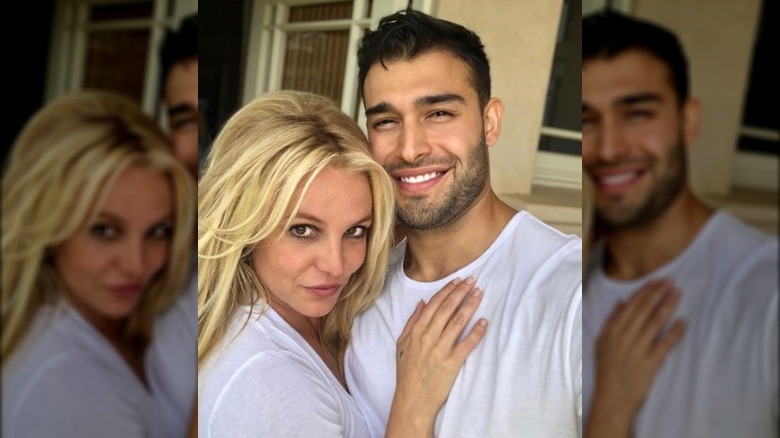 Britney Spears and Sam Asghari smile