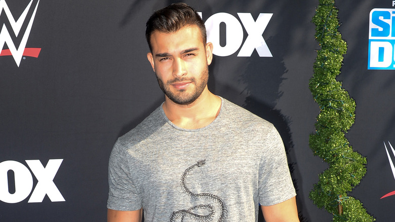 Sam Asghari at a WWE celebration in 2020.