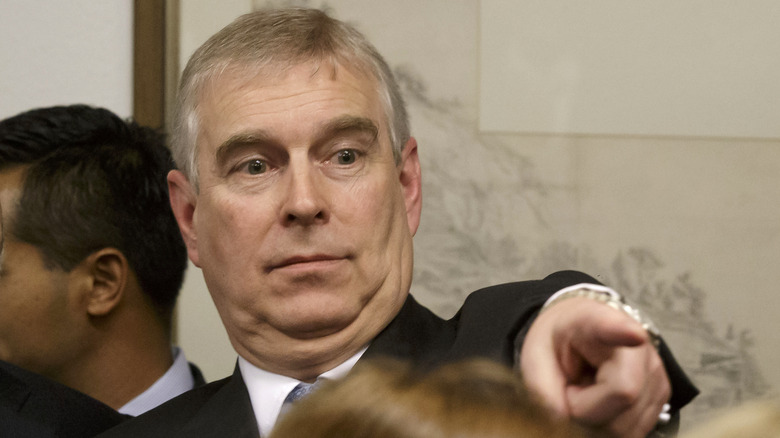 Prince Andrew, Duke of York pointing