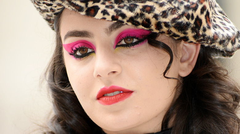 Charli XCX leopard print hat