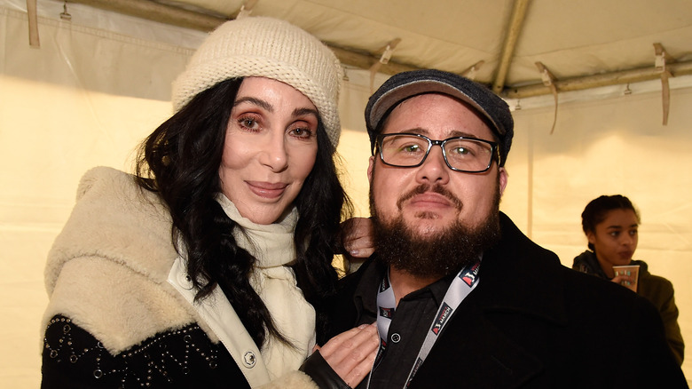 Cher and Chaz Bono posing together