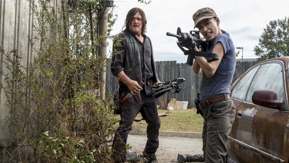 Norman Reedus and Christian Serratos on The Walking Dead