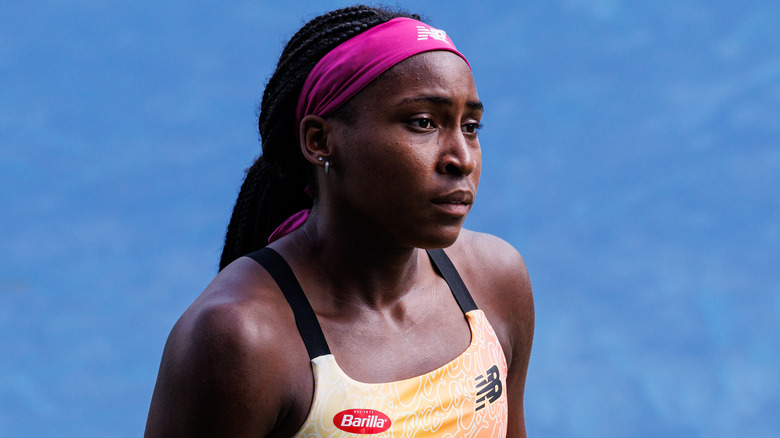 Coco Gauff looking distraught after injury