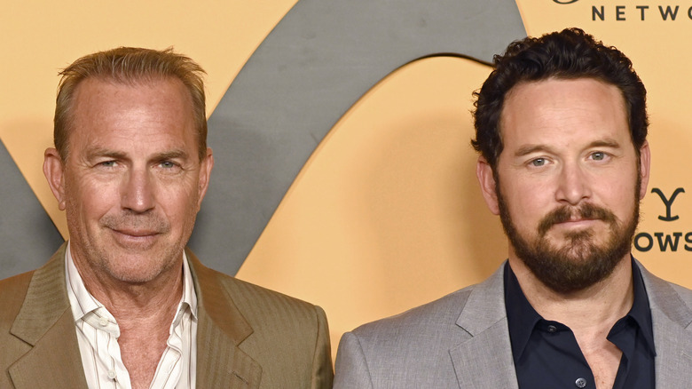 Kevin Costner and Cole Hauser, both smiling