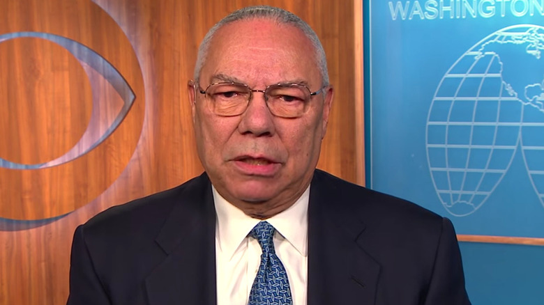 Colin Powell speaking during interview