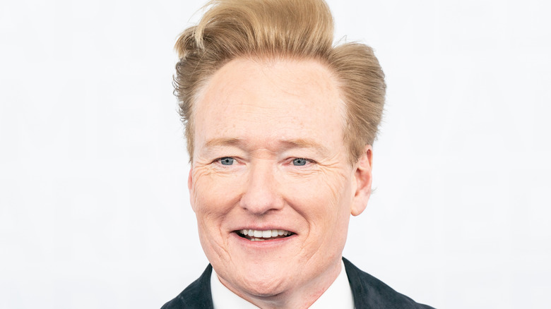 Conan O'Brien in a suede jacket