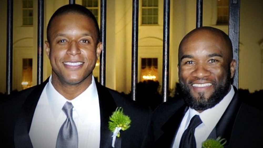 Craig Melvin and Lawrence Meadows, smiling in formalwear