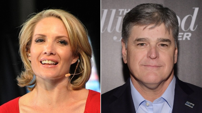 Dana Perino smiling, Sean Hannity smiling