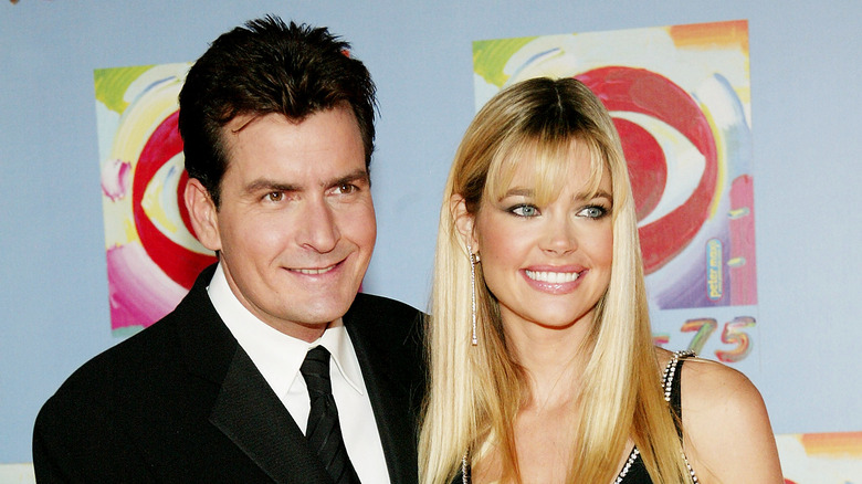 Charlie Sheen and Denise Richards smiling