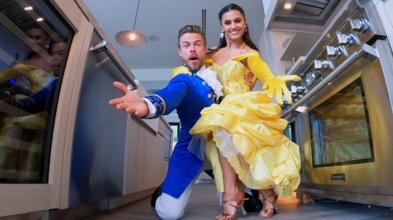 Derek Hough and Hayley Erbert dressed up