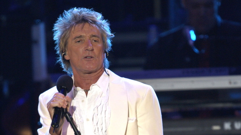 Rod Stewart wearing white