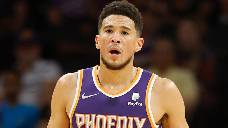 Devin Booker, posing with mouth wide open